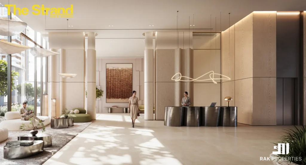 Double height lobby interior at Lunara Al Marjan Island